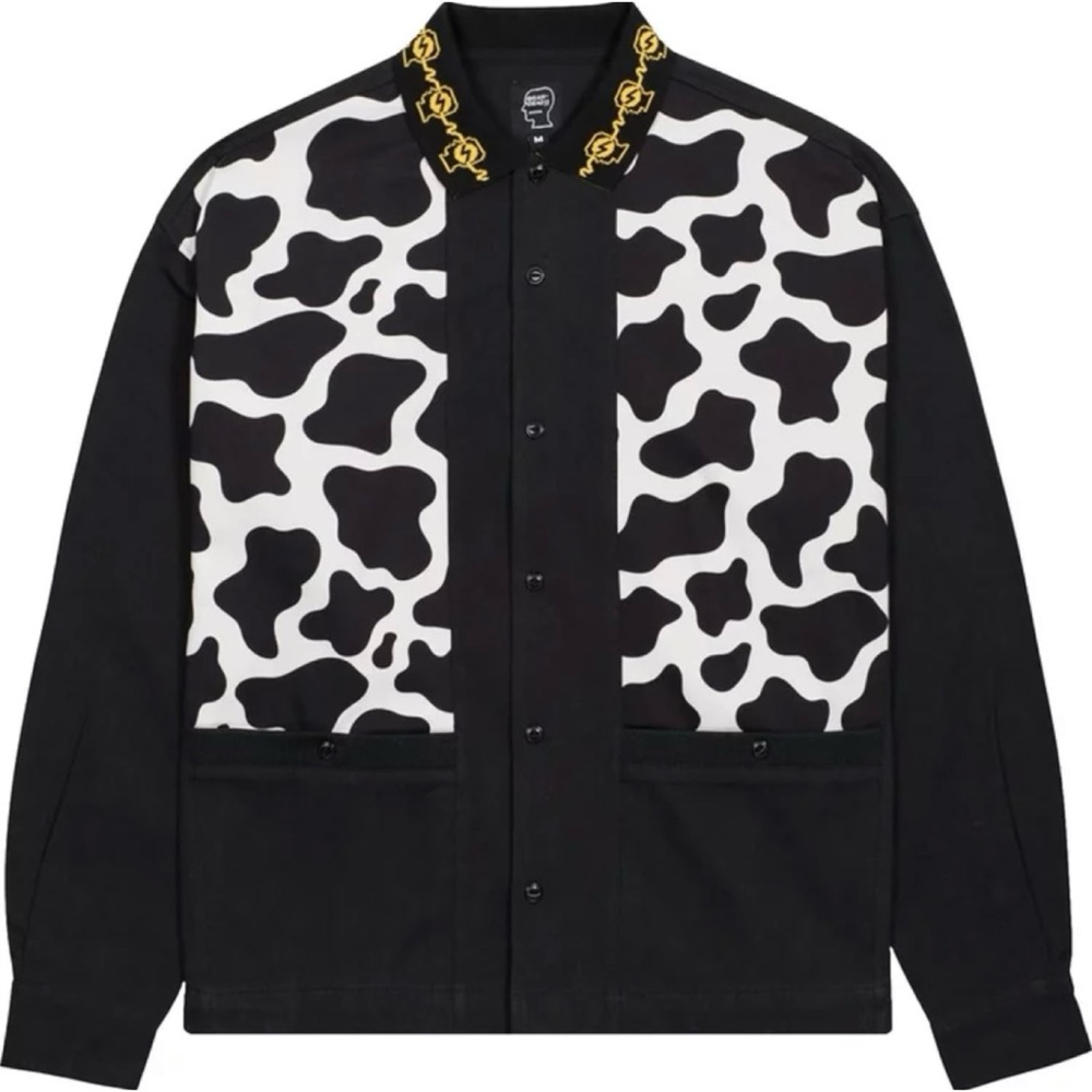 BRAIN DEAD • Black/White Cow Cabana Shirt, L - Picture 6 of 16